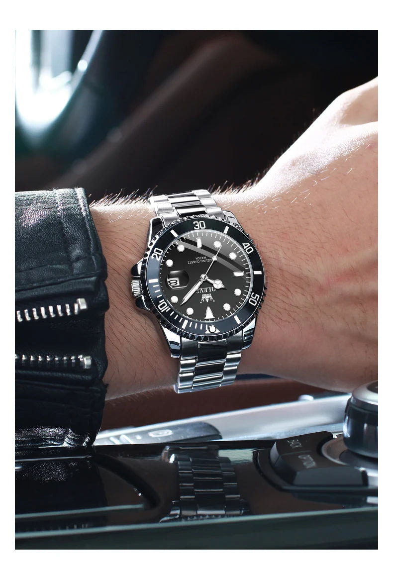OLEVS 5885 Man Watch Original Brand Waterproof Quartz Watch Stainless Steel Strap Automatic Date Mens Gifts Watches For Man - EverythingWhatYouWant
