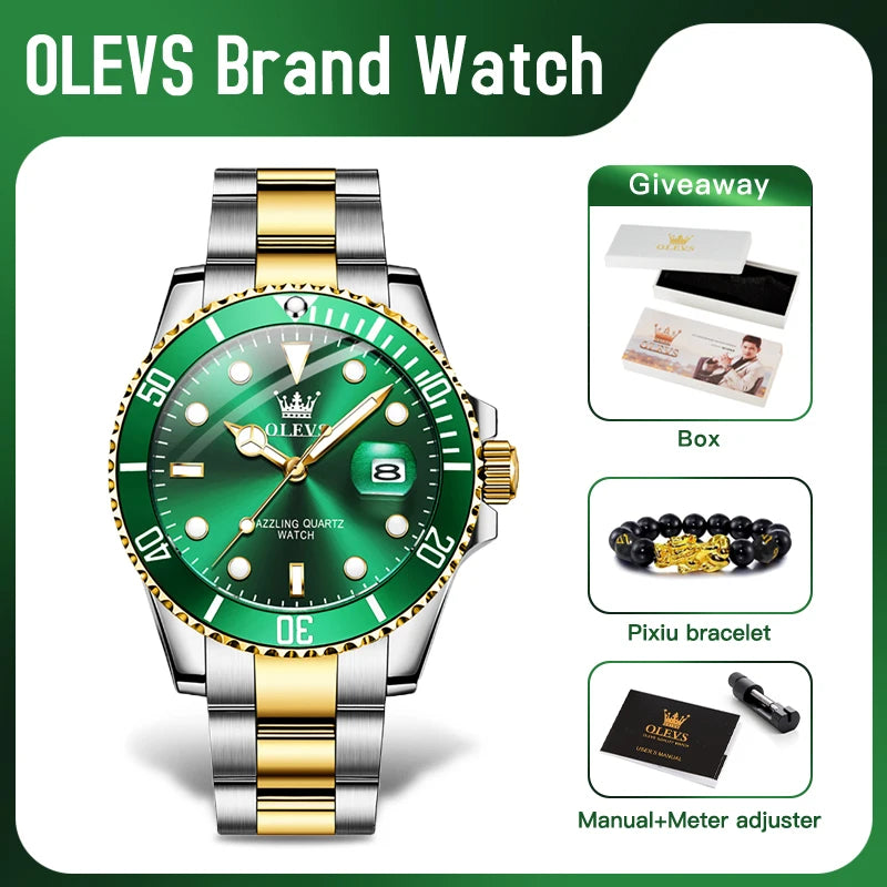 OLEVS 5885 Man Watch Original Brand Waterproof Quartz Watch Stainless Steel Strap Automatic Date Mens Gifts Watches For Man - EverythingWhatYouWant