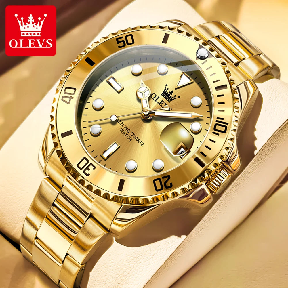 OLEVS 5885 Man Watch Original Brand Waterproof Quartz Watch Stainless Steel Strap Automatic Date Mens Gifts Watches For Man - EverythingWhatYouWant