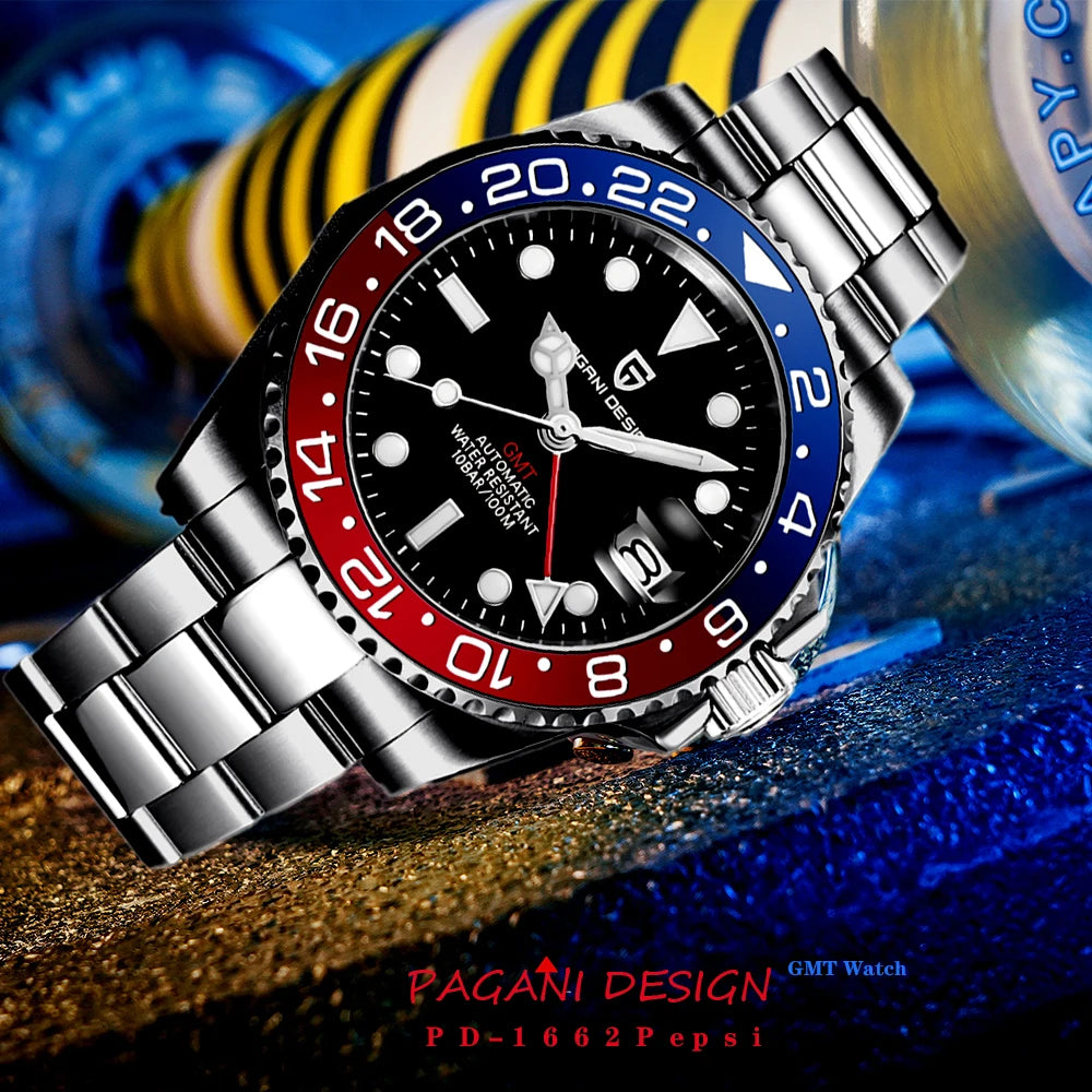 PAGANI DESIGN New V2 40MM GMT Men watch Mechanical Watches Luxury Automatic Sapphire Glass Waterproof Wrist Watches for men - EverythingWhatYouWant