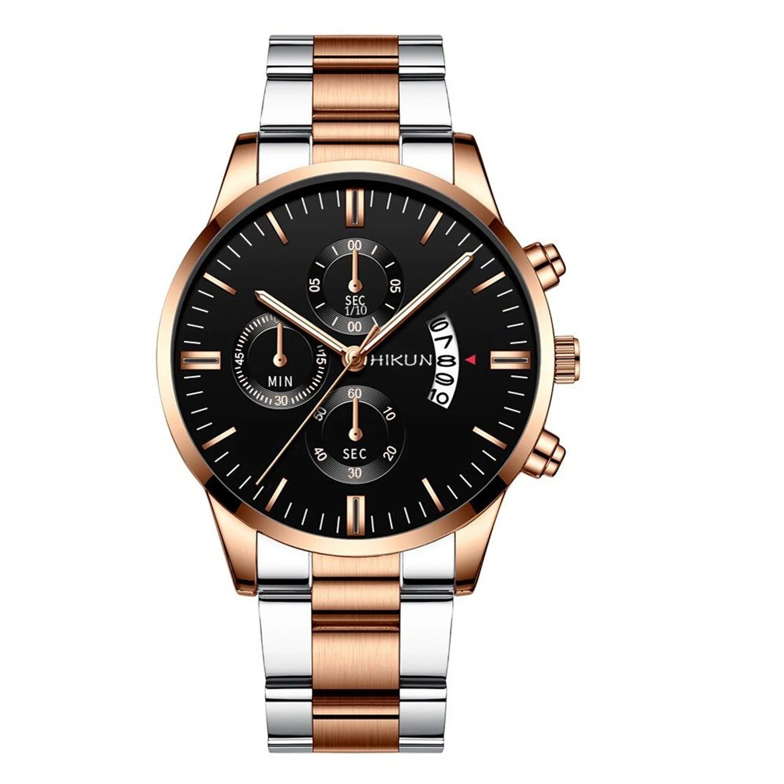 Fashion Mens Watches Luxury Black Stainless Steel Quartz Wrist Watch Man Business Watch For Men Calendar Clock Reloj Hombre - EverythingWhatYouWant