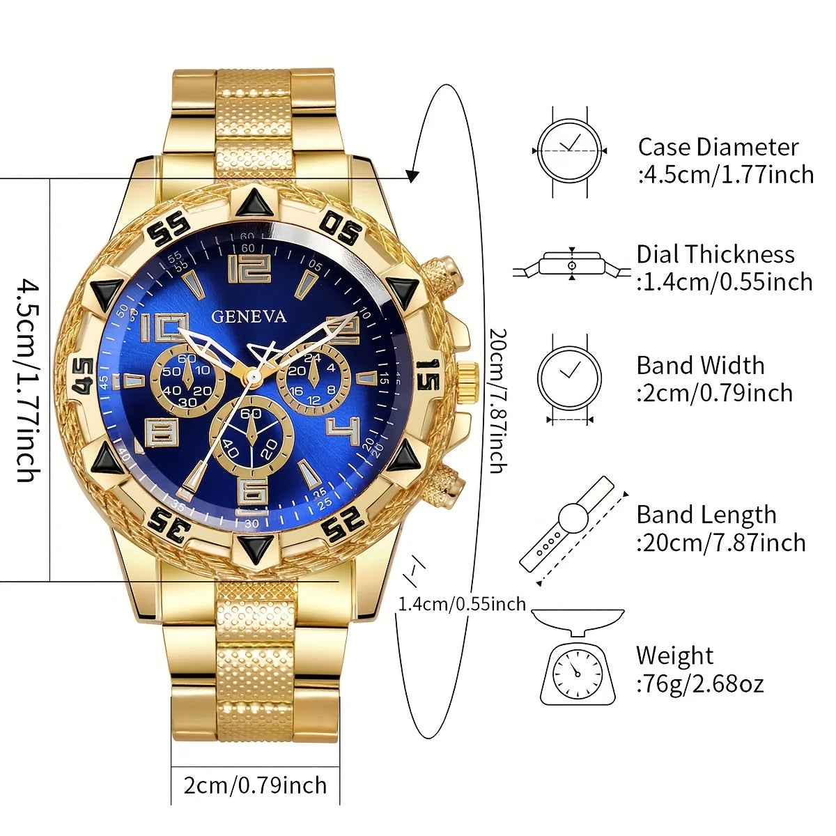 [4pcs/set Business Quartz Watch] Large Dial Trendy Fashion Casual Quartz Wristwatch | Does Not Include Watch Box - EverythingWhatYouWant