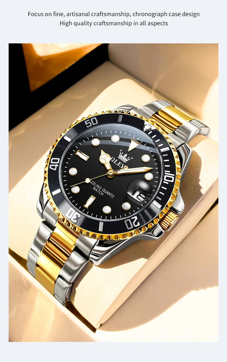 OLEVS 5885 Man Watch Original Brand Waterproof Quartz Watch Stainless Steel Strap Automatic Date Mens Gifts Watches For Man - EverythingWhatYouWant
