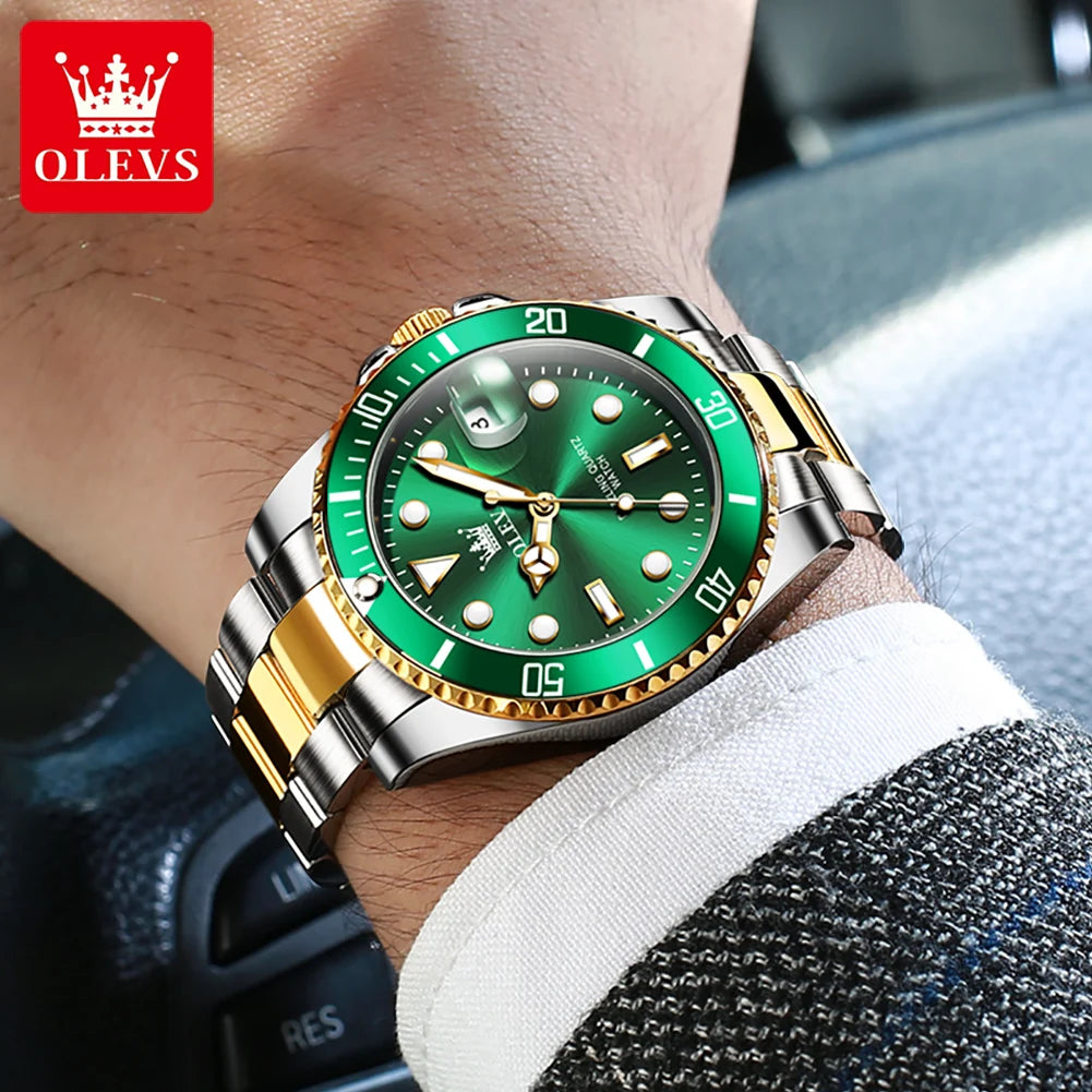 OLEVS 5885 Man Watch Original Brand Waterproof Quartz Watch Stainless Steel Strap Automatic Date Mens Gifts Watches For Man - EverythingWhatYouWant