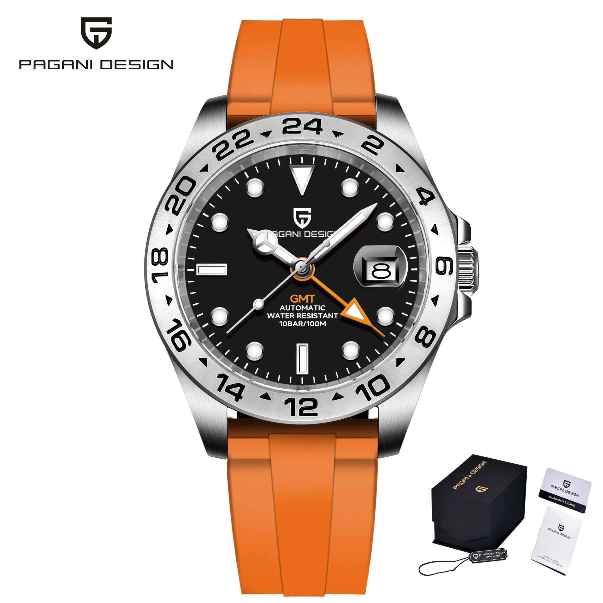 Pagani Design PD1682 Men’s GMT Watch 42mm Automatic Mechanical DG5833 Sapphire Crystal Stainless Steel Waterproof Black Vintage - EverythingWhatYouWant