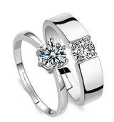 One Carat Six-Claw Diamond Ring with Zircon Accents - EverythingWhatYouWant