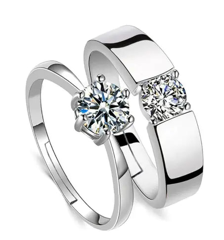 One Carat Six-Claw Diamond Ring with Zircon Accents - EverythingWhatYouWant