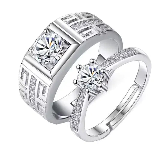 One Carat Six-Claw Diamond Ring with Zircon Accents - EverythingWhatYouWant