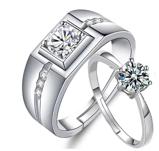 One Carat Six-Claw Diamond Ring with Zircon Accents - EverythingWhatYouWant